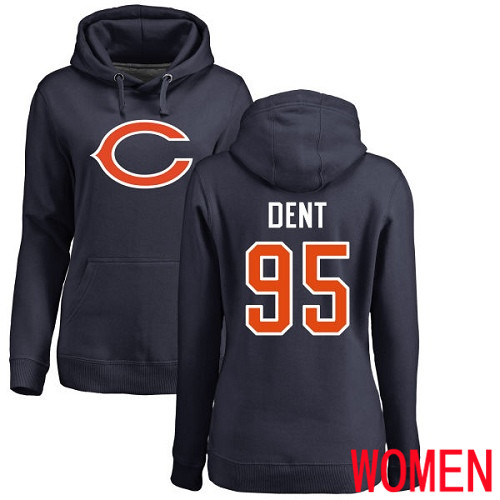 Chicago Bears Navy Blue Women Richard Dent Name and Number Logo NFL Football #95 Pullover Hoodie Sweatshirts->women nfl jersey->Women Jersey
